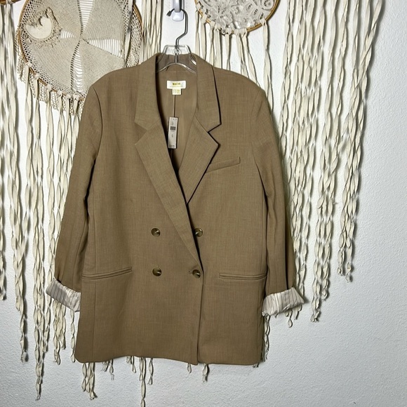 Anthropologie | Maeve NWT Tan Double Breasted Women's Blazer Size  12 - Picture 1 of 11